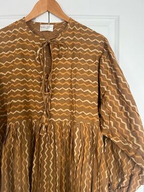 Honeydove Vintage Midi Dress in Mustard Brown